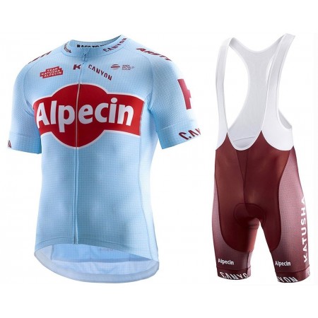 Conjunto Maillot + Culotte Corto con tirantes 2019 Team Katusha Alpecin N001